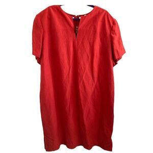 Vintage Elisabeth Liz Claiborne Women Silk Linen Red Shift Dress 22 Lagenlook